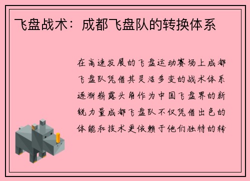 飞盘战术：成都飞盘队的转换体系